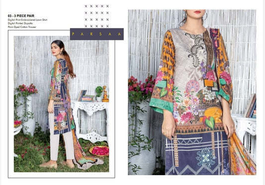 3 Piece Digital & Embroidered Lawn 03